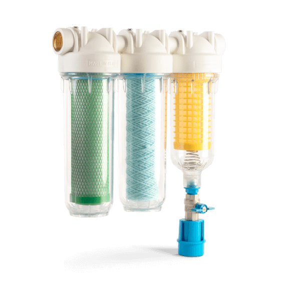 Rain Expert Basic filtersysteem met transparante behuizing, linkerzijaanzicht
